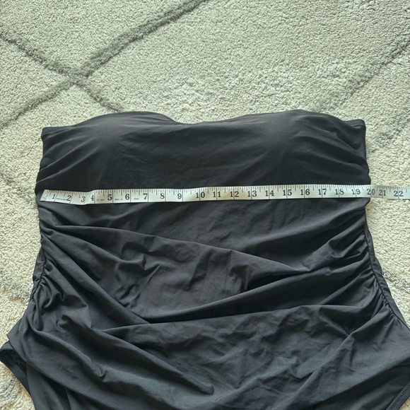 J. Crew One Piece Swimsuit bathing suit Black Ruched Bandeau strapless halter 24 - Picture 6 of 11